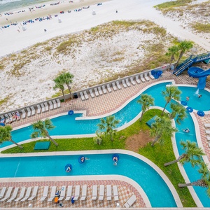 Directly over the lazy river on the 6th floor, the sights and sounds of the fun water slide are perfect for family enjoyment