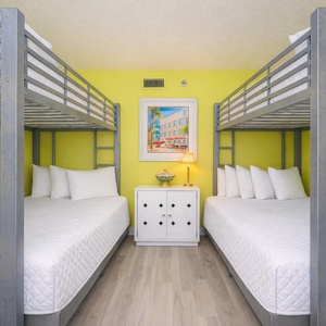 Experience laughter and fun in this playful bunk room, perfect for cozy family sleepovers and movie nights