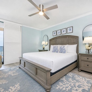 A king bed in the master suite invites you to unwind as you take in the gentle sounds from your balcony