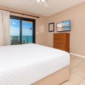 Awaken to serene coastal views from your king bed, inviting you to start your day with relaxation and peace