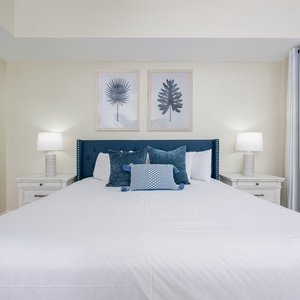 Enjoy restful nights in this king master suite with cozy bedding and drift off into a peaceful slumber