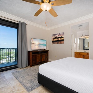 Sink into your plush king bed in the master suite, enjoying views of the coast as you unwind and recharge for your day