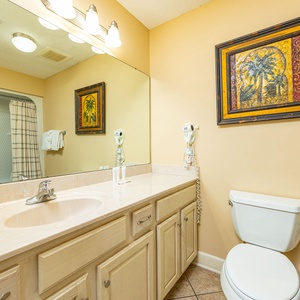 Refreshing shower area in this guest suite bathroom as you prepare for a day at the coast