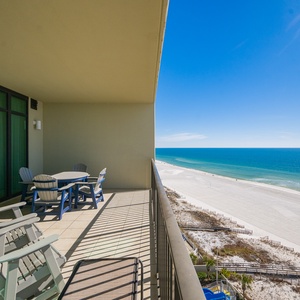 Watch the coastline stretch into the distance and the horizon meet the sky from your balcony while you soak up the sun