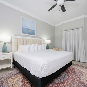 Drift off on the king bed in the guest suite beside soft glowing lamps and enjoy a peaceful slumber