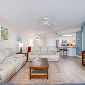 Unwind on the soft couches, enjoying the vibrant coastal decor and streaming your favorite shows with loved ones