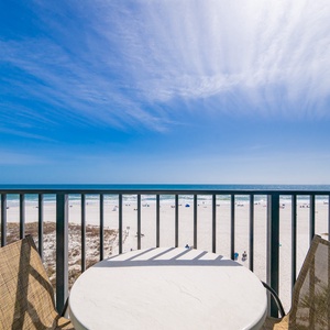 Morning sky stretches wide above your balcony as you savor the gentle rhythm of coastal sounds