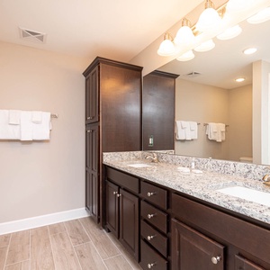 Experience refreshing moments in the master bath with elegant finishes and a refreshing walk-in shower