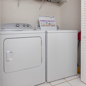 Enjoy the convenience of an in-unit laundry area with a washer and dryer, making your stay hassle-free