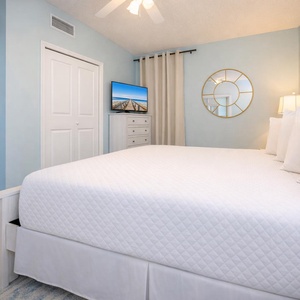 Relax after a fun beach day and stream your favorite shows from the cozy king bed in the master suite