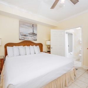 Relax on the cozy king bed in this guest suite and stream your favorite shows after a fun vacation day