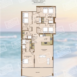 Explore this four bedroom three bath vacation rental with beach balcony access from the master and living area