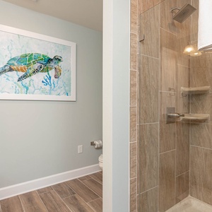 Refresh in the spacious walk-in shower in the master bath, surrounded by serene decor that enhances your getaway experience