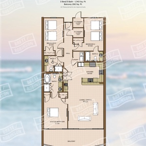 Spacious three bedroom layout with three baths, inviting living areas, and a beachfront balcony for the perfect getaway