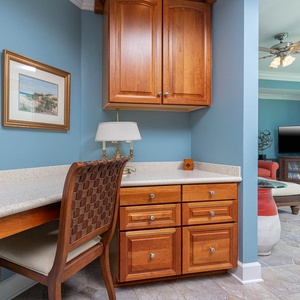 Enjoy a dedicated workspace with a stylish chair and complementary WiFi, perfect for planning new adventures