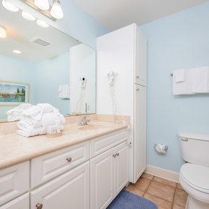 Refresh in the master bath after a day of adventure with a soothing jetted tub and relaxing walk-in shower