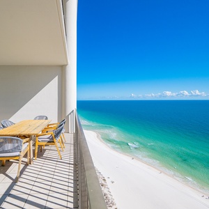 Enjoy the vibrant coastal views from your balcony, perfect for relaxing conversations in the sun