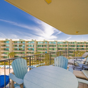 Savor the fresh air as you watch people enjoying the pool from your balcony