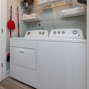 Effortlessly tackle laundry in this convenient space, making beach days even more enjoyable during your stay