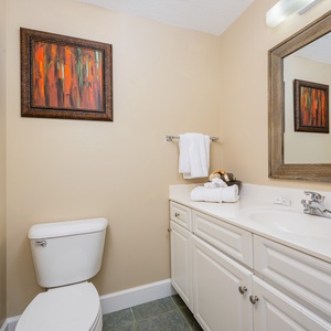 Additional half bath with plush towels and soothing decor for your tranquil escape