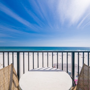Morning sky stretches wide above your balcony as you savor the gentle rhythm of coastal sounds