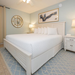Enjoy restful nights in this king master suite with cozy bedding and drift off into a peaceful slumber