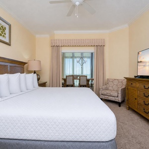 Drift into peaceful slumber on the plush king bed, waking refreshed for your beach adventures just steps away