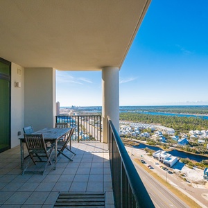 Breathe in the fresh air while enjoying stunning views from your spacious balcony table as you unwind