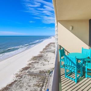 Savor your morning coffee at the turquoise table while enjoying seemingly endless views of the coastline