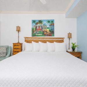 Sink into the plush king bed, surrounded by soothing colors and unwind in this guest suite