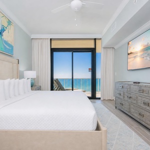 Enjoy sleeping peacefully on the cozy king bed in the master suite with the sound of gentle waves