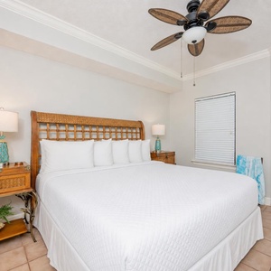 Retreat to the king master suite with cozy bedding after a day of adventure and drift off into a peaceful slumber