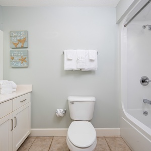 Refresh in this guest bathroom, enjoying ample counter space and soft towels for a soothing experience