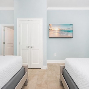Rest in this tranquil bedroom with your favorite shows after a day of adventure