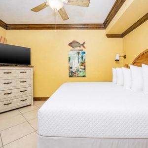 Relax on the cozy king bed in this guest suite and stream your favorite shows after a fun vacation day