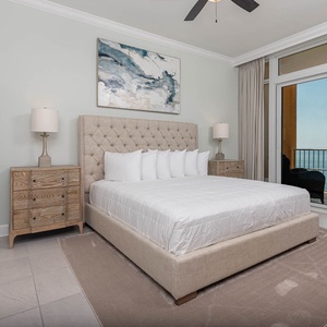 Relax in the king master suite with the sound of gentle waves from your beachfront balcony