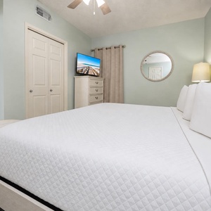 Enjoy restful nights in this king master suite with cozy bedding and drift off into a peaceful slumber