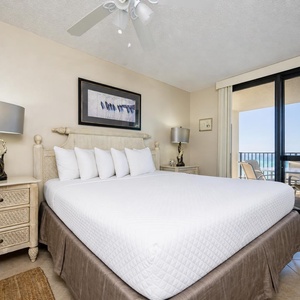 Bright gulf views invite you to relax in the master suite with a king bed and gentle coastal breeze