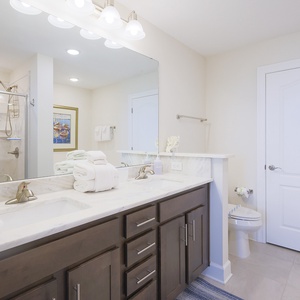Pamper yourself in this master bath with a refreshing walk-in shower and soothing jetted tub