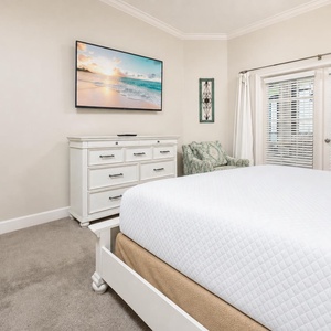 Experience relaxation in the king master suite while enjoying your favorite shows or a good movie