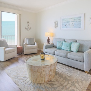 Relax in the comfy seating while enjoying coastal views and the gentle sounds of the shore