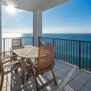 Discover breathtaking beachfront views from this balcony on the twenty-fourth floor for the perfect beach retreat