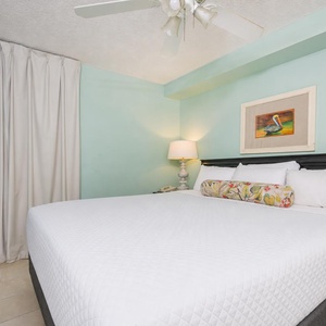 A soothing king suite welcomes you with a plush bed and peaceful lighting for restful nights