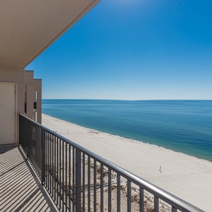 Breathtaking views of the shoreline and gentle waves from your beachfront balcony