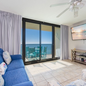 Unwind after a day on the beach with a good movie or stream your favorite show from the cozy sofa