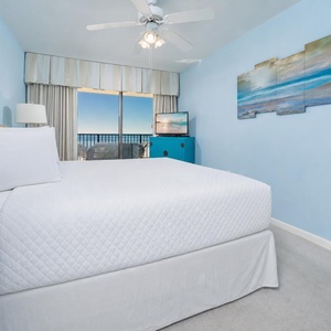 Drift into restful sleep on the king bed while distant coastal sounds soothe your evenings in the master suite