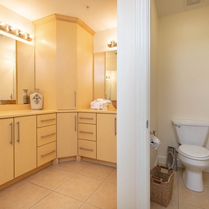 Refresh in the master bath after a day of adventure with a soothing jetted tub and relaxing walk-in shower