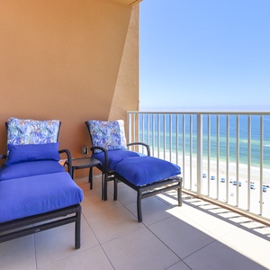 Lounge on padded chaises, hear the gulf waves, and watch colorful umbrellas dot the beach