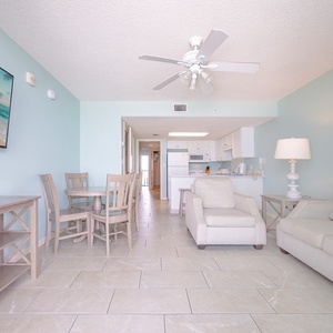 Unwind after a day on the beach in this cozy living room and enjoy a good movie