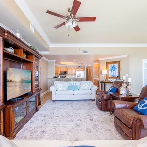 Unwind on the sofas with two queen sleepers while enjoying a movie and the inviting coastal vibe surrounding you